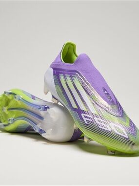 Brand New adidas F50 ELITE LACELESS FIRM GROUND CLEATS Purple and Lime